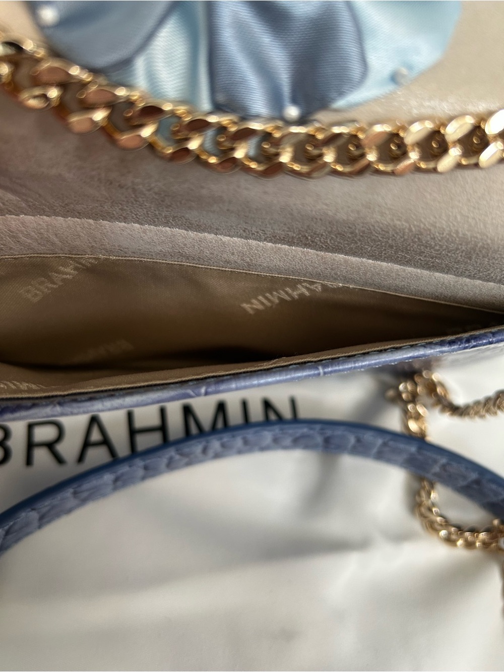 Brahmin Rosa Bellbottom Blue Fleur Genuine Leather - Picture 3 of 10